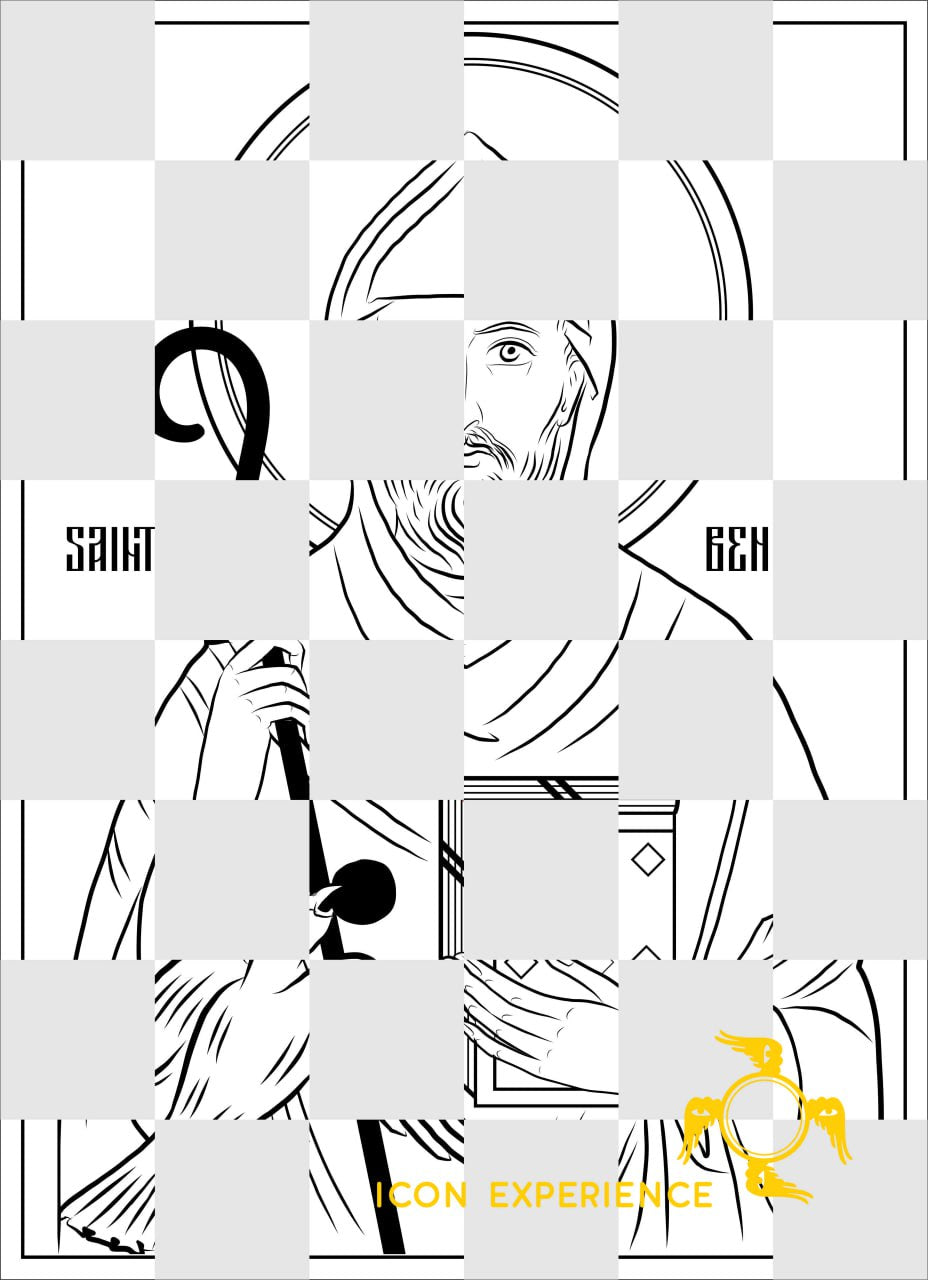 Saint Benedict of Nursia Digital Line Art Sketch