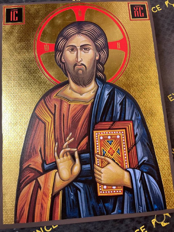 Jesus Christ Pantocrator, Premium Replica with real gold