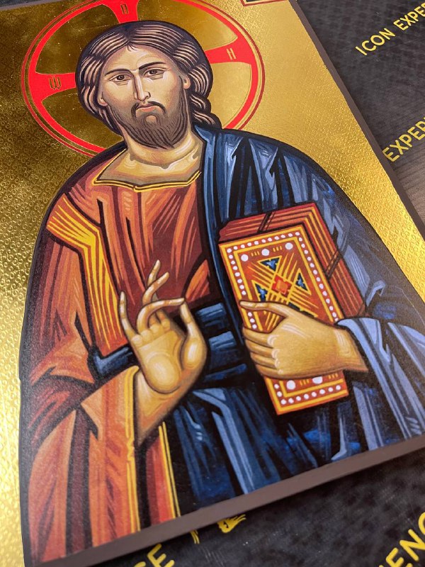 Jesus Christ Pantocrator, Premium Replica with real gold