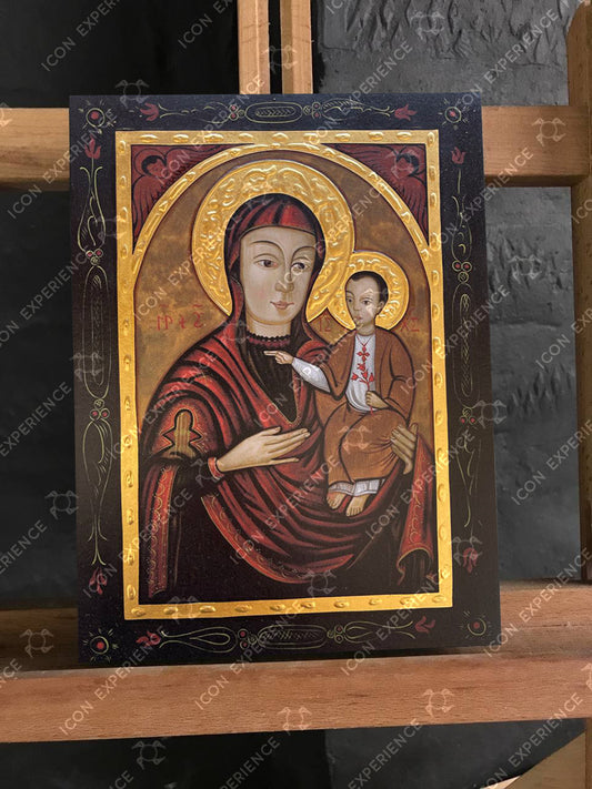 Santo icono de la Theotokos de Máriapócs, Réplica Premium con oro real