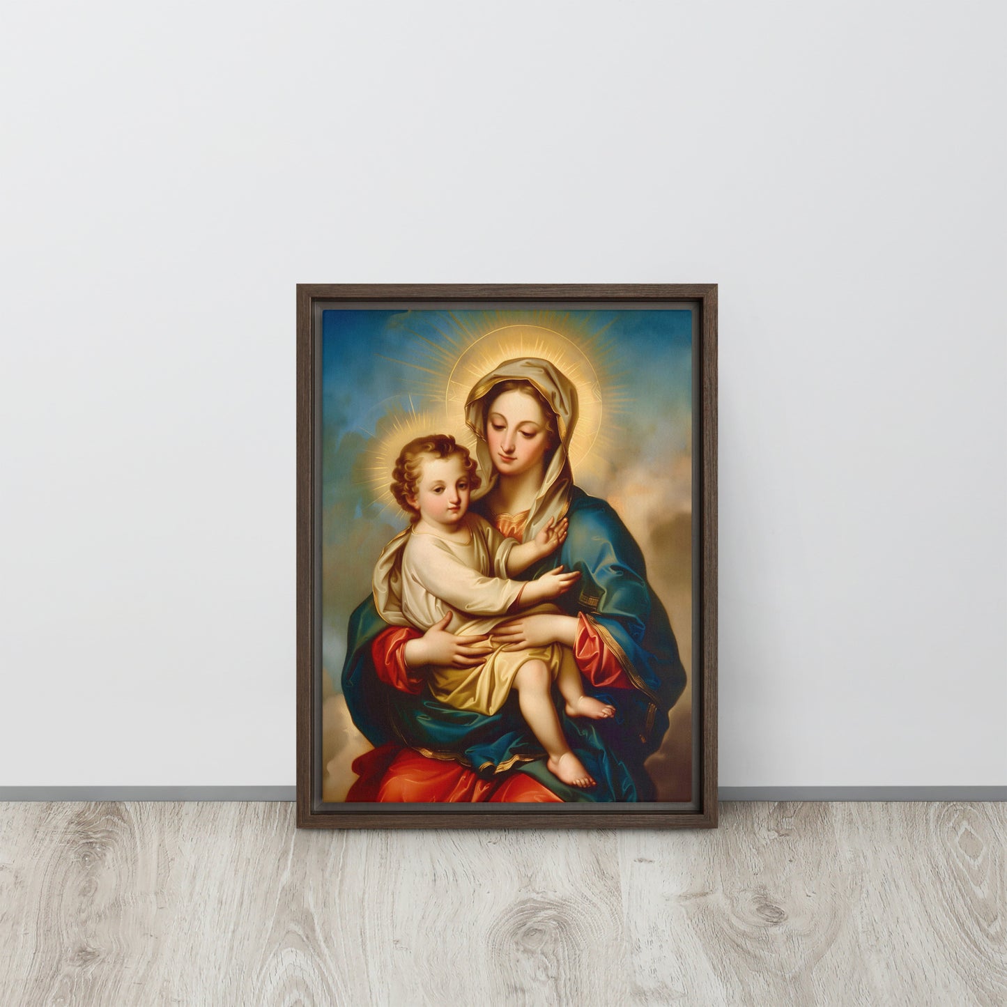 The Virgin Mary with Jesus / Framed canvas