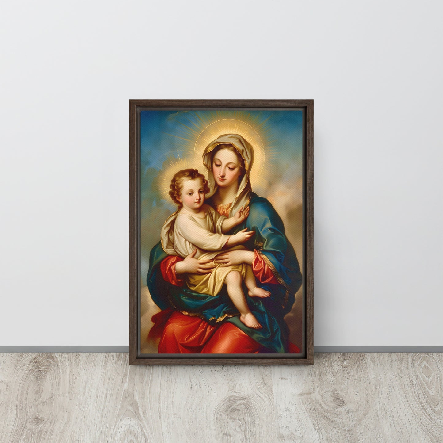 The Virgin Mary with Jesus / Framed canvas