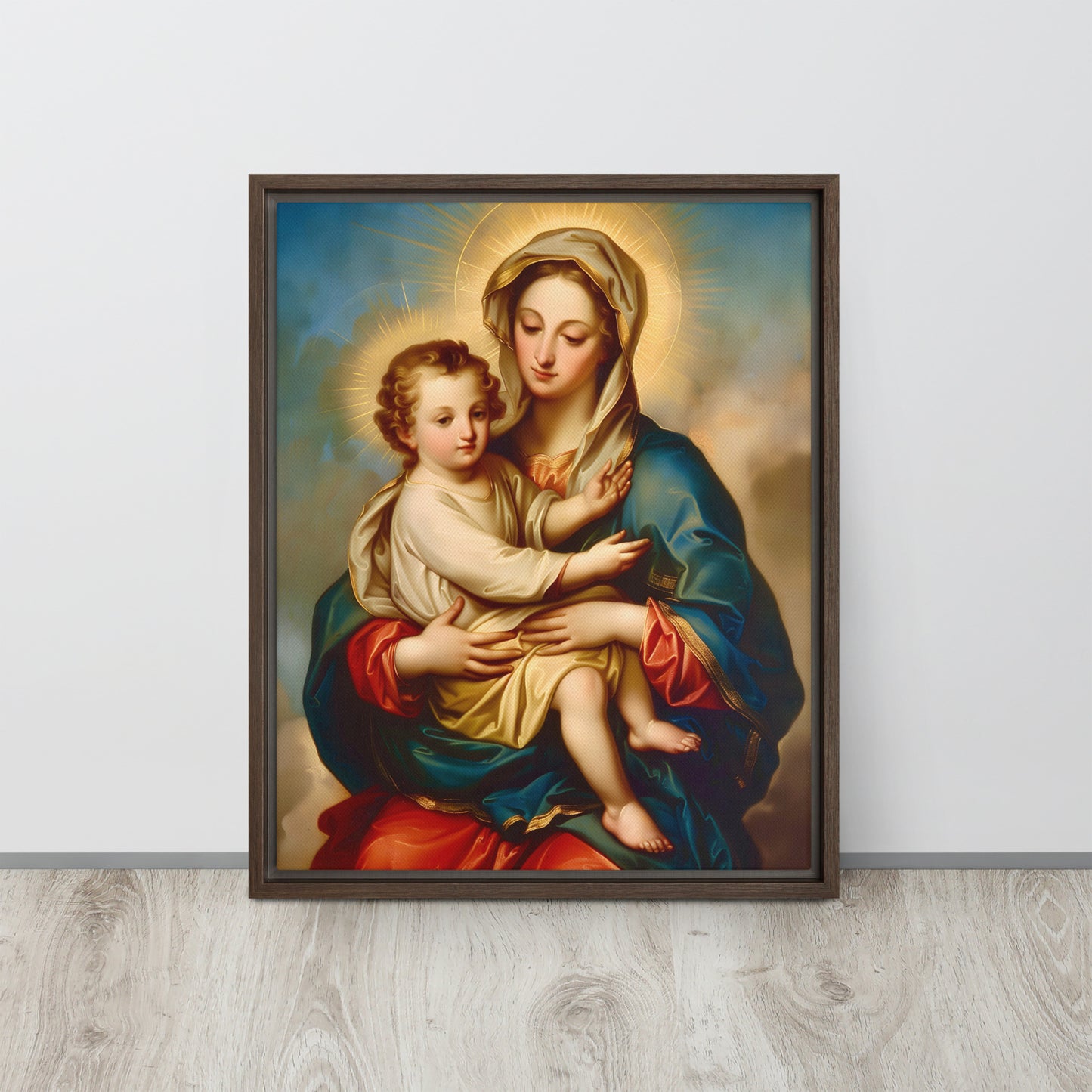 The Virgin Mary with Jesus / Framed canvas