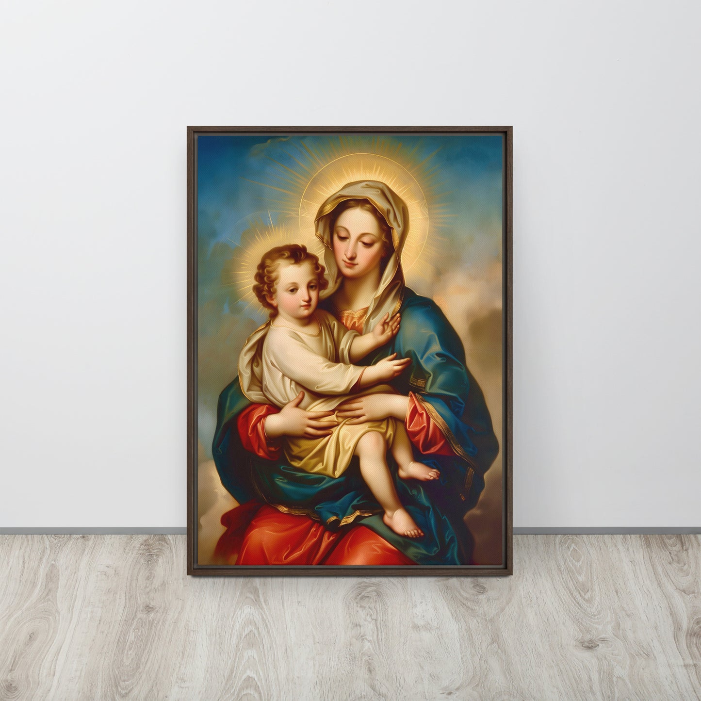 The Virgin Mary with Jesus / Framed canvas