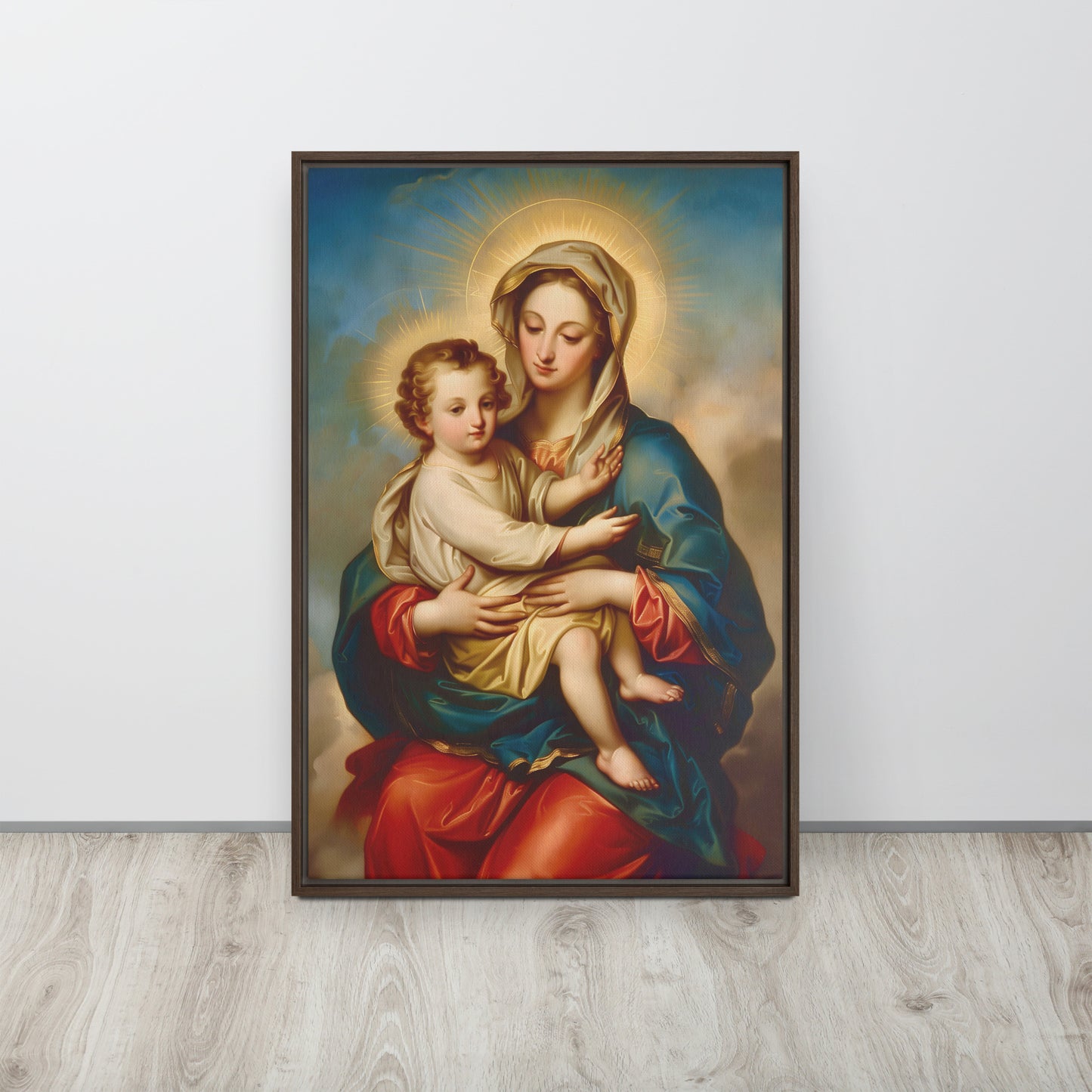 The Virgin Mary with Jesus / Framed canvas