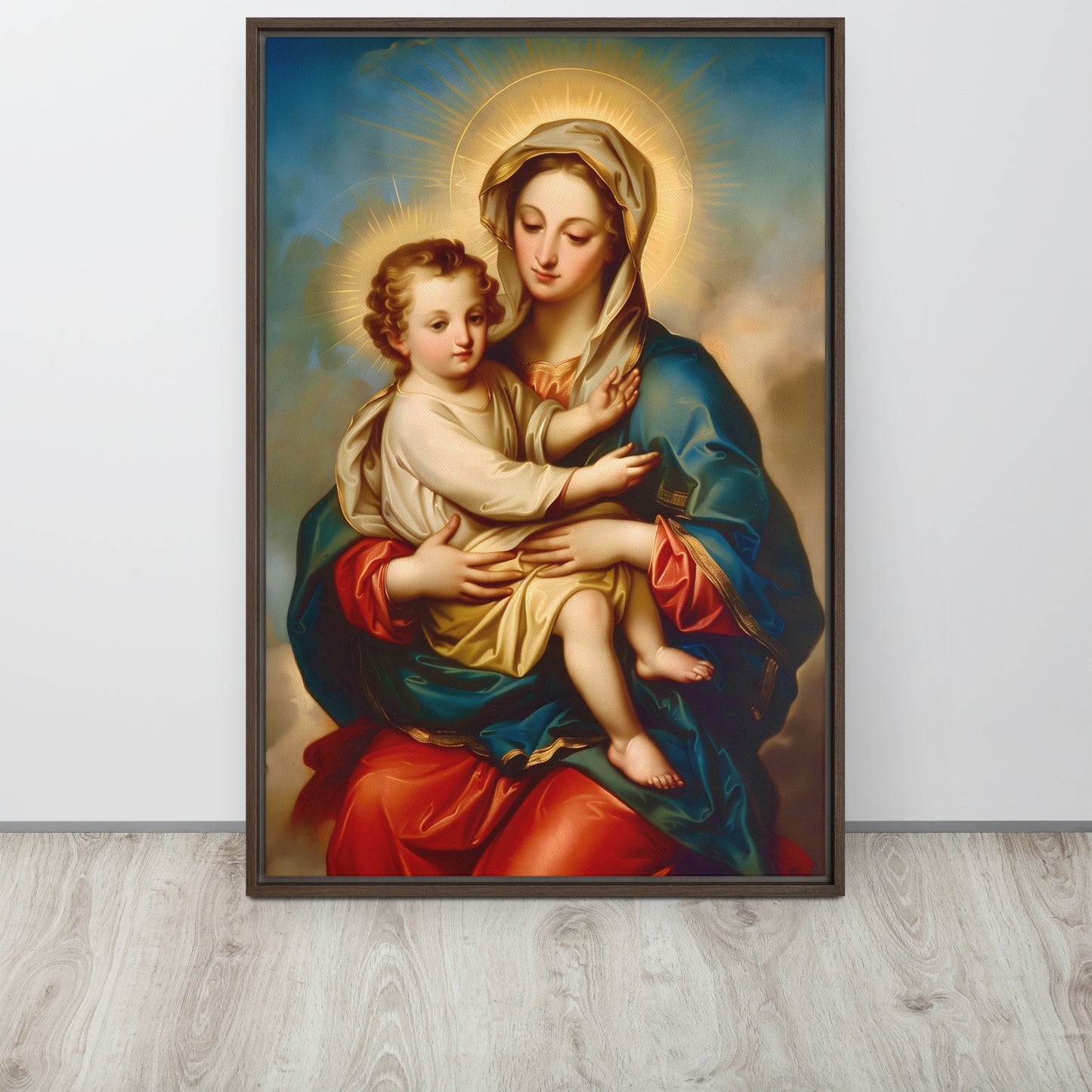 The Virgin Mary with Jesus / Framed canvas