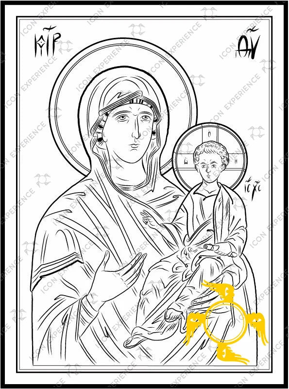 Saint Mary with baby Jesus Digital Line Art Sketch