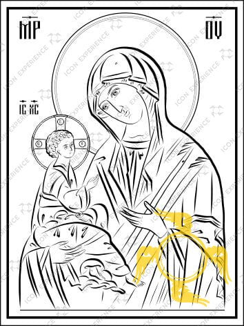 Theotokos Hodegetria Digital Line Art Sketch