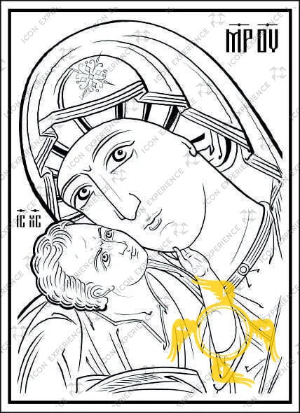 Theotokos Eleusa Digital Line Art Sketch