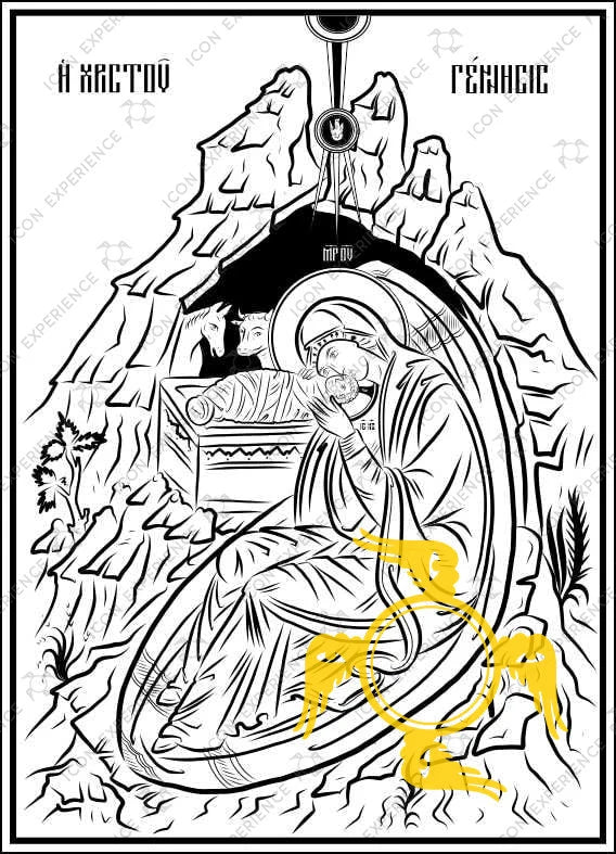 Nativity of Jesus Christ Digital Line Art Sketch