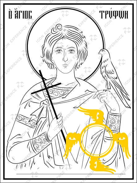 Saint Tryphon of Campsada Digital Line Art Sketch