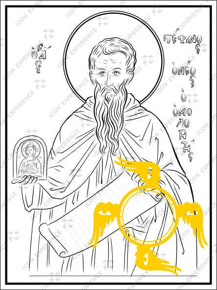 Saint Stephen the New Digital Line Art Sketch