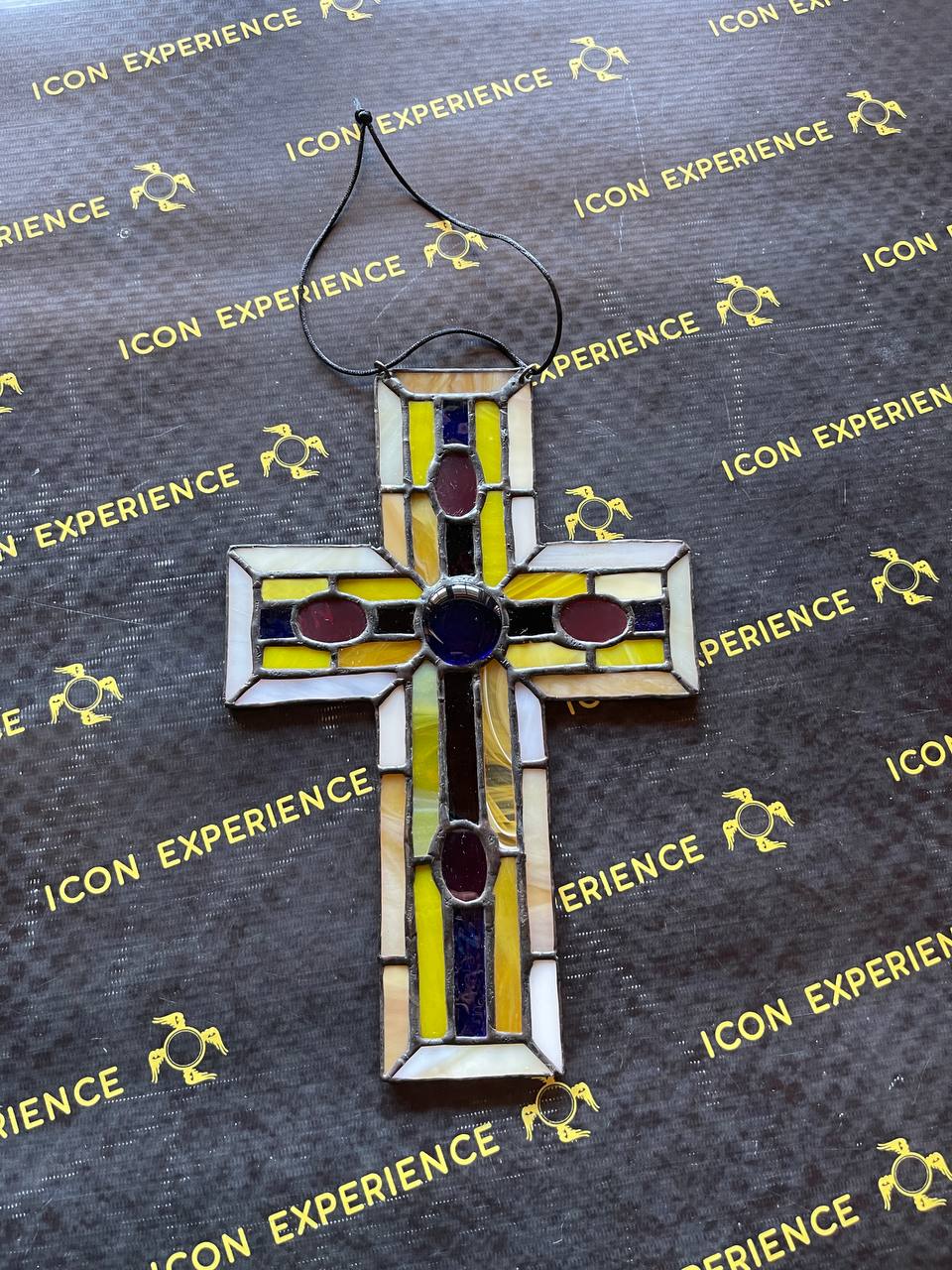 Handmade Stained Glass Cross Suncatcher