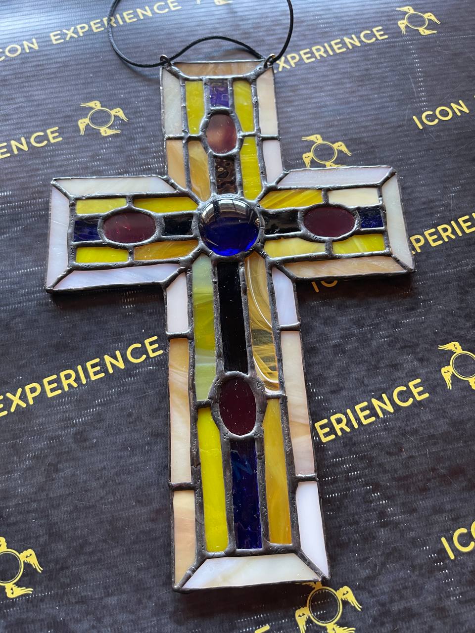 Handmade Stained Glass Cross Suncatcher