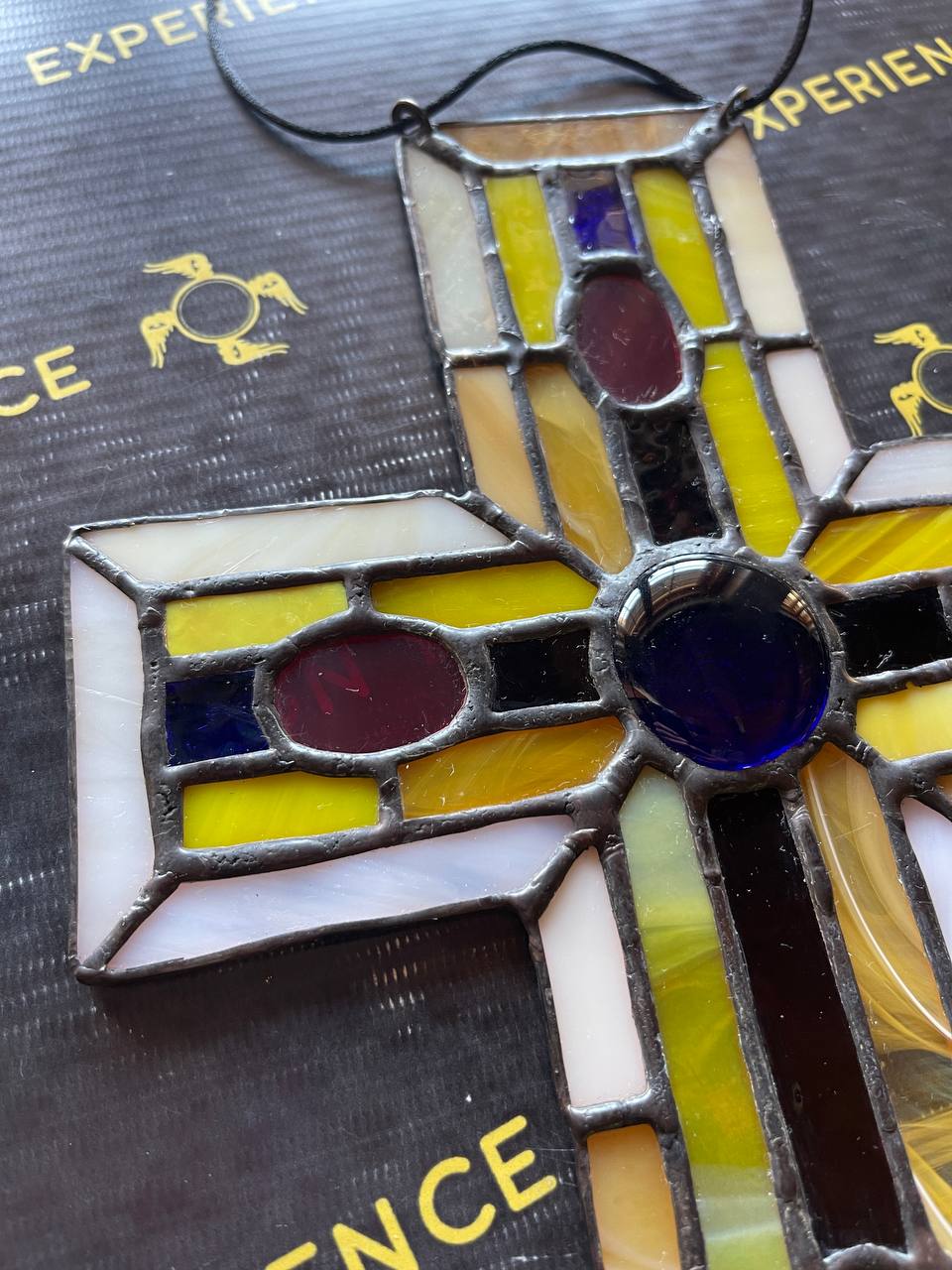 Handmade Stained Glass Cross Suncatcher