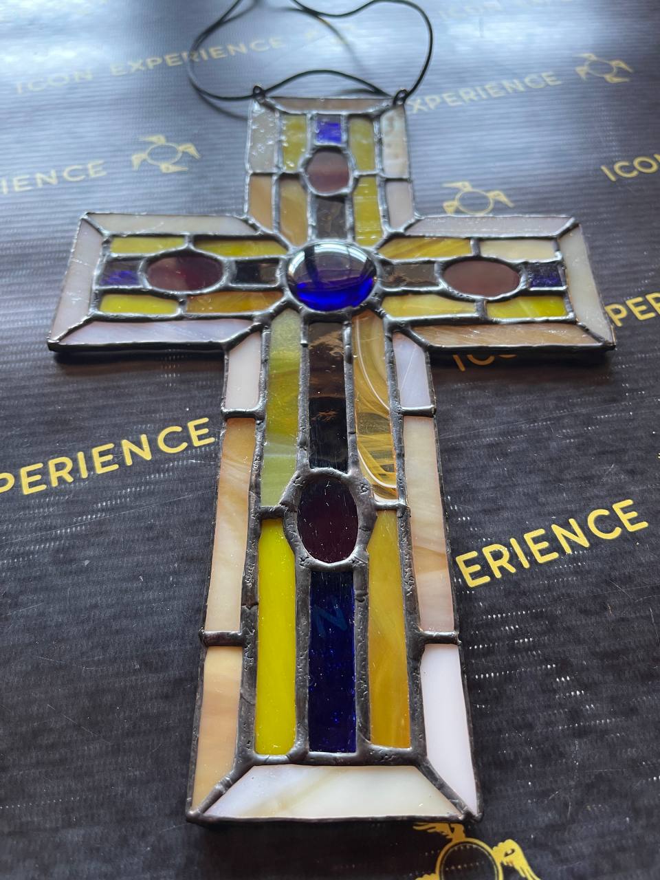 Handmade Stained Glass Cross Suncatcher