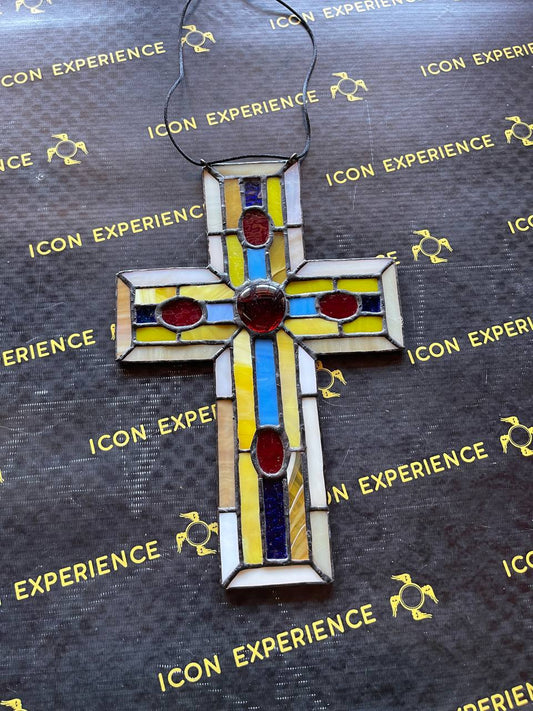 Handmade Stained Glass Cross Suncatcher