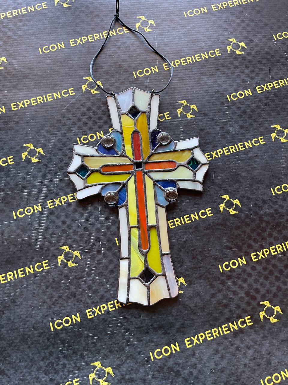 Handmade Stained Glass Cross Suncatcher