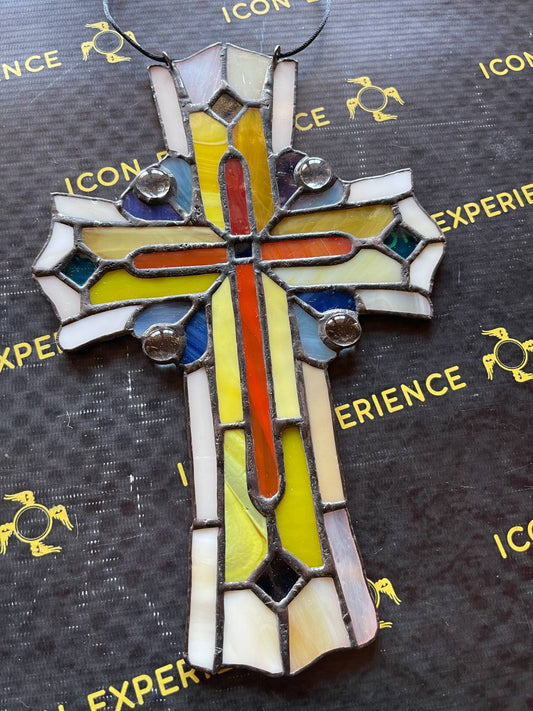 Handmade Stained Glass Cross Suncatcher