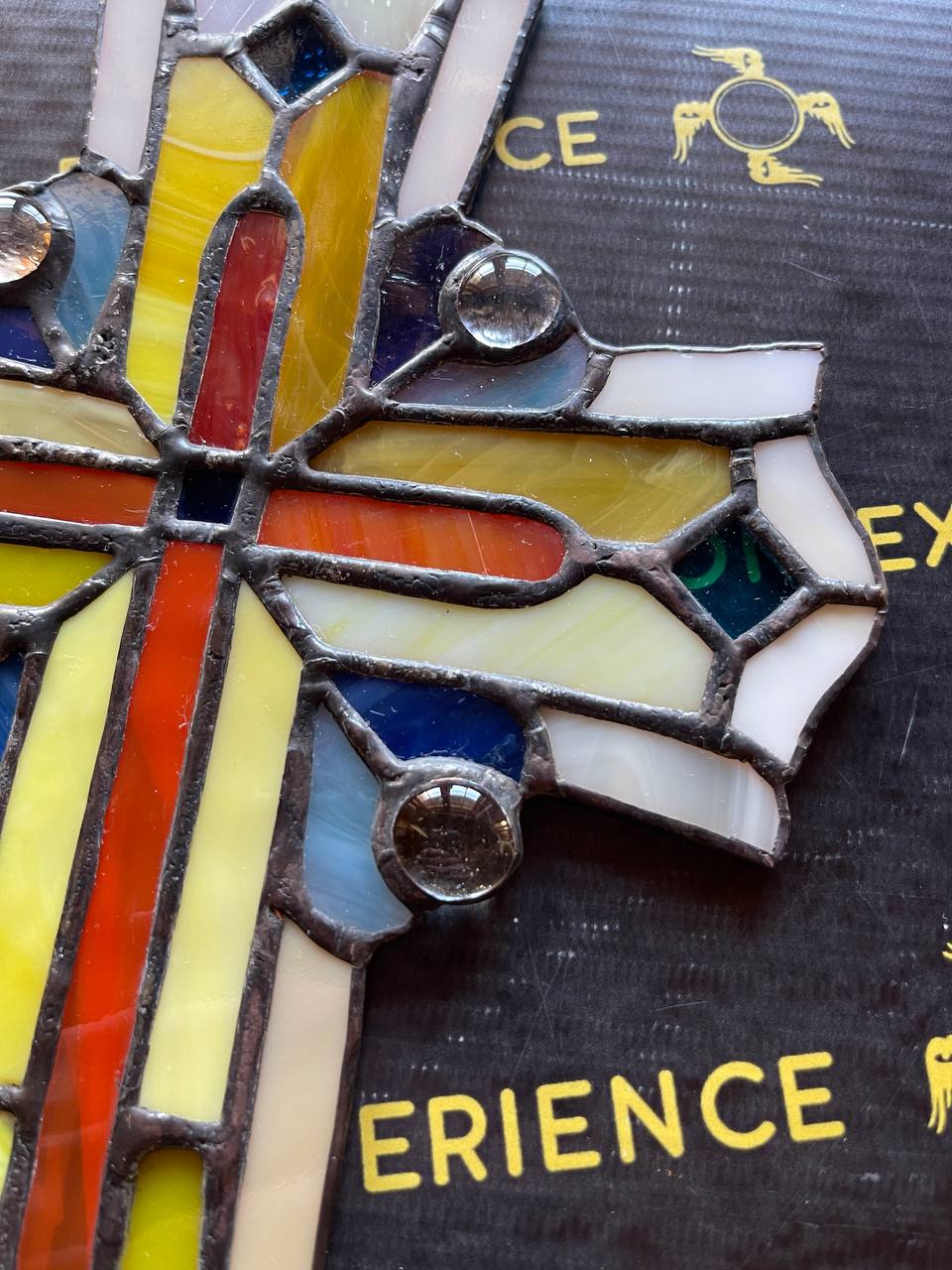 Handmade Stained Glass Cross Suncatcher