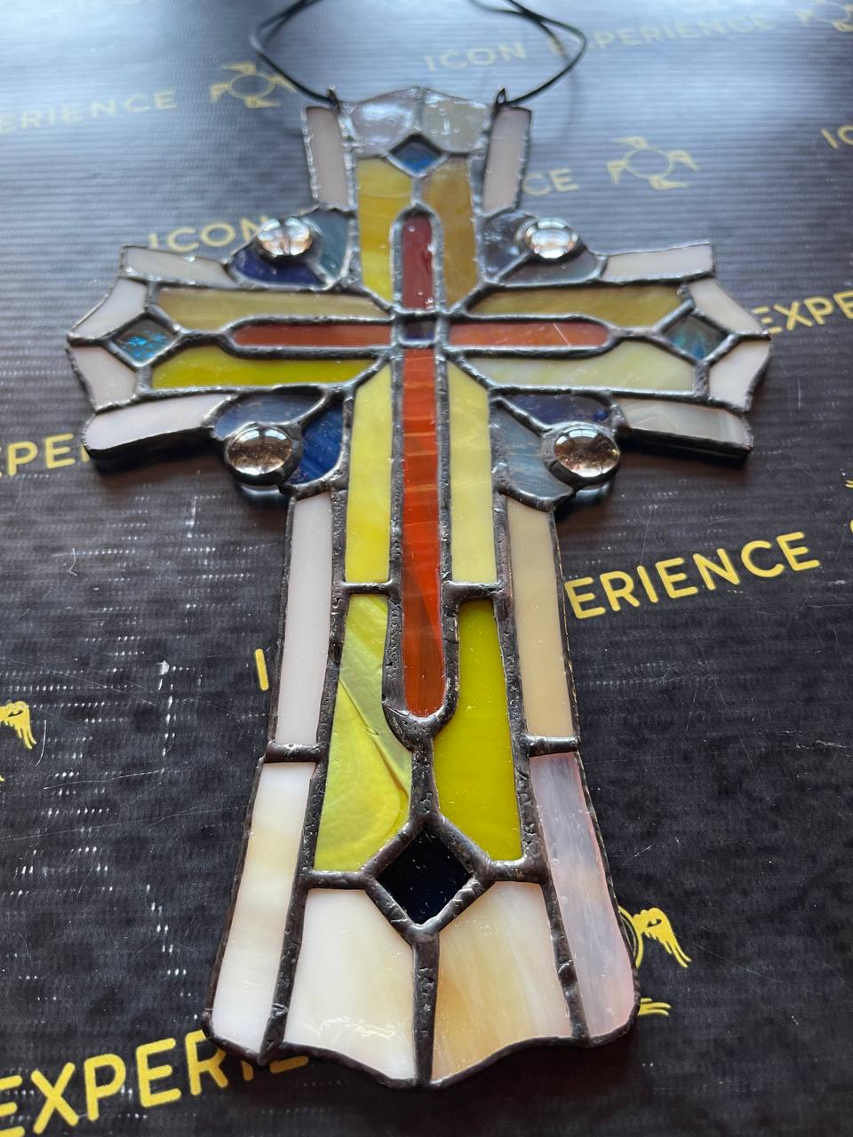 Handmade Stained Glass Cross Suncatcher