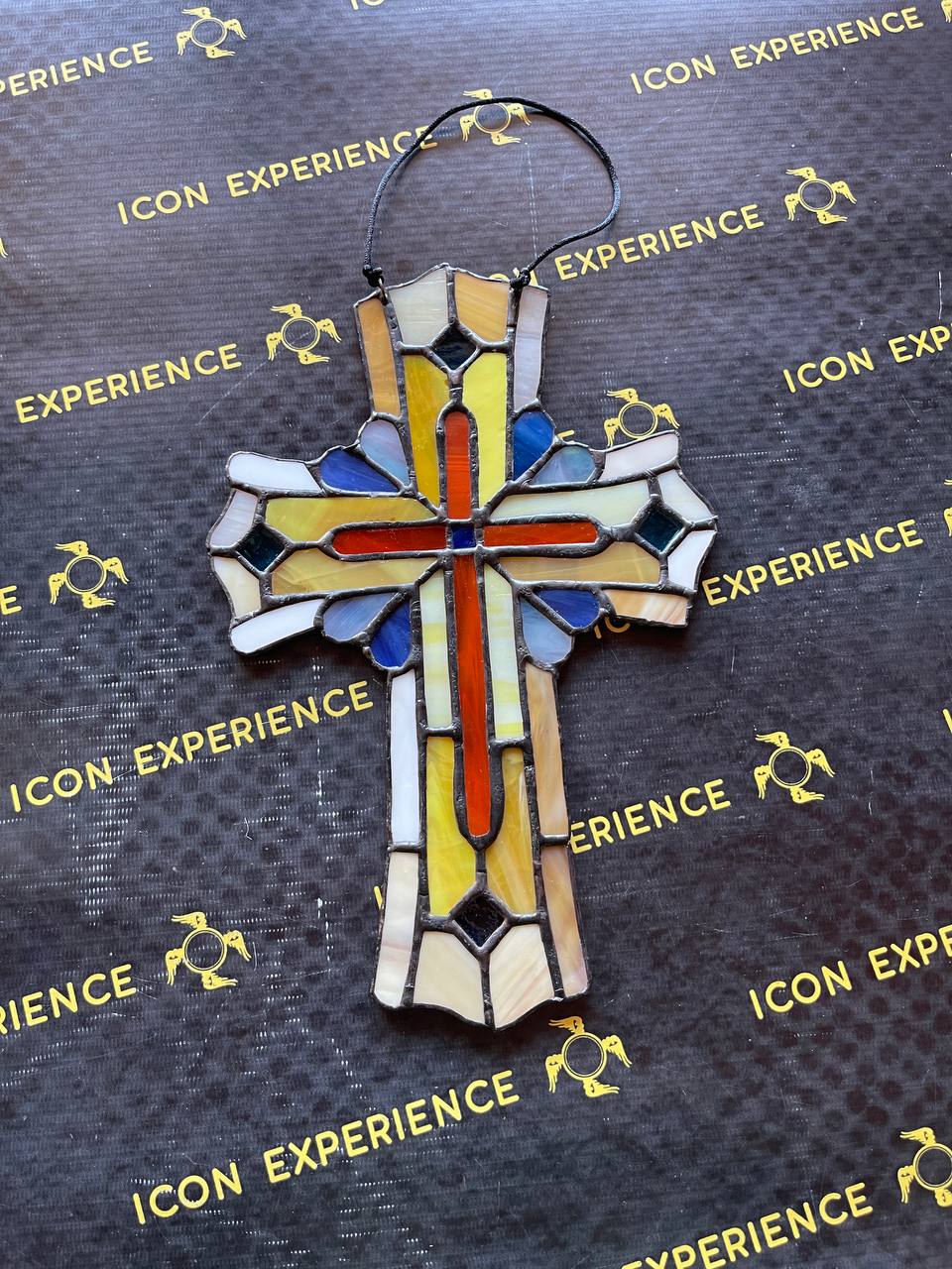 Handmade Stained Glass Cross Suncatcher