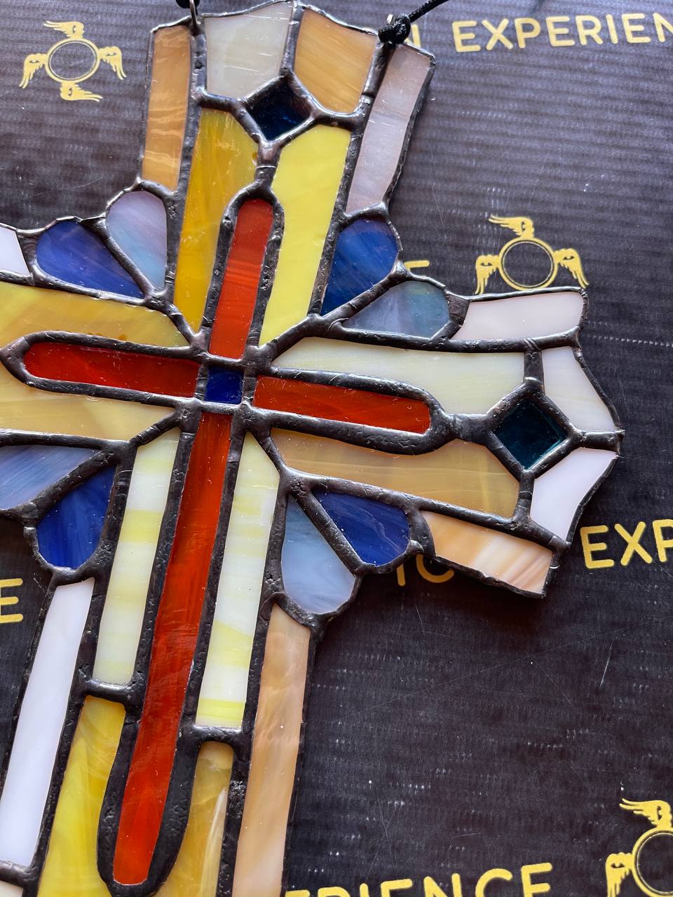 Handmade Stained Glass Cross Suncatcher