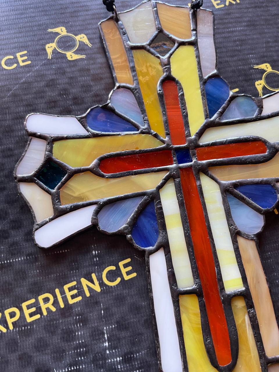 Handmade Stained Glass Cross Suncatcher