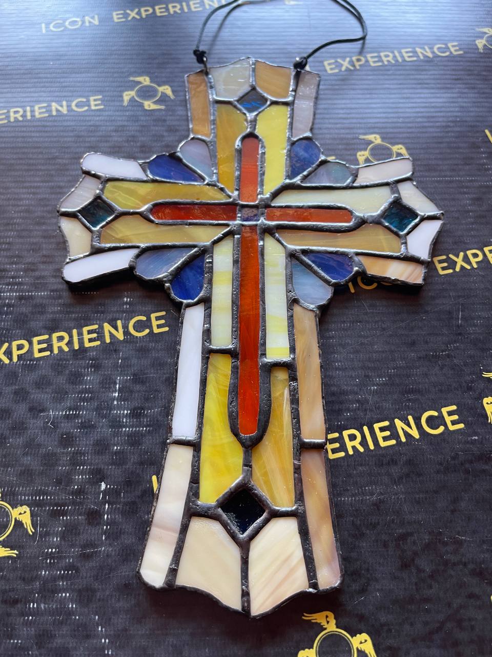 Handmade Stained Glass Cross Suncatcher