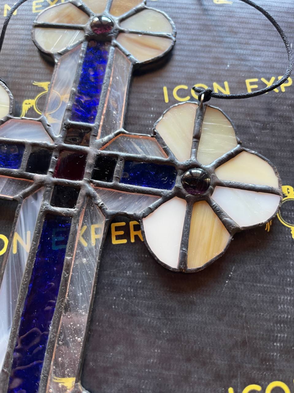 Handmade Stained Glass Cross Suncatcher