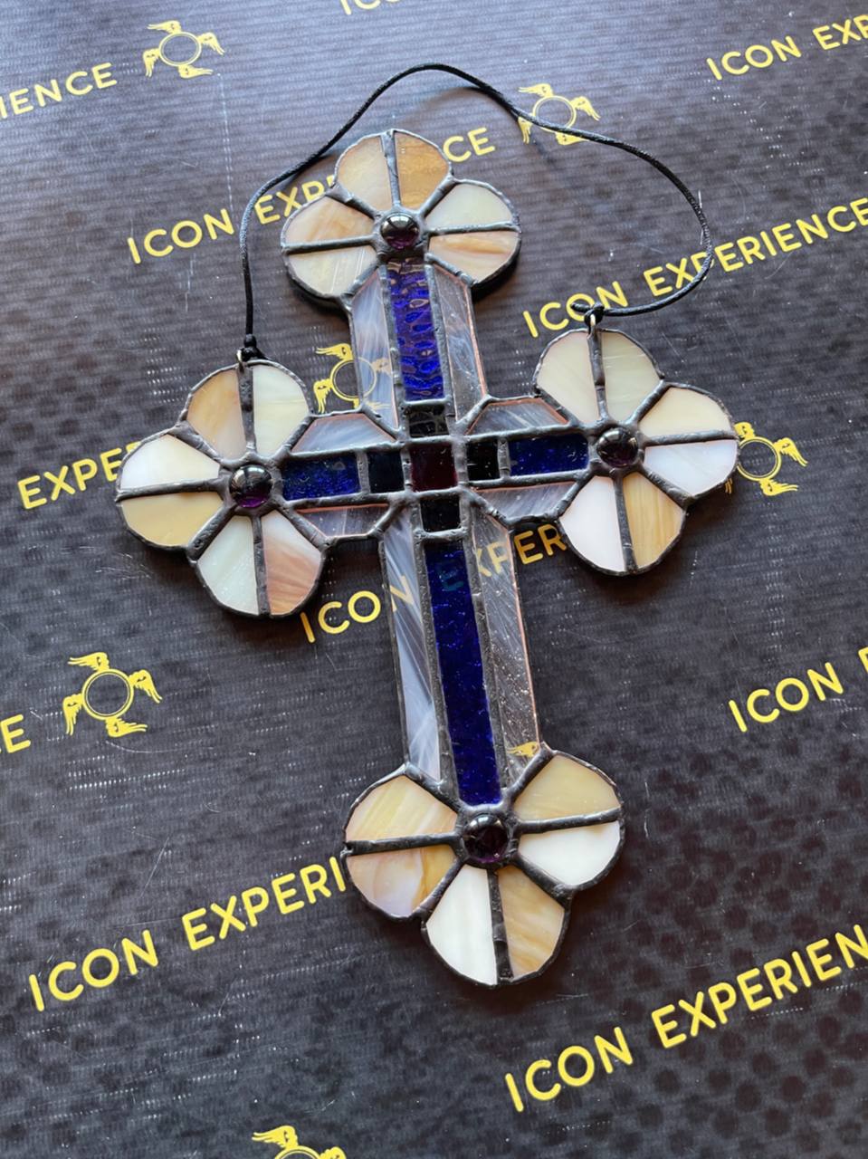 Handmade Stained Glass Cross Suncatcher