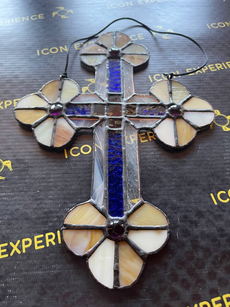 Handmade Stained Glass Cross Suncatcher