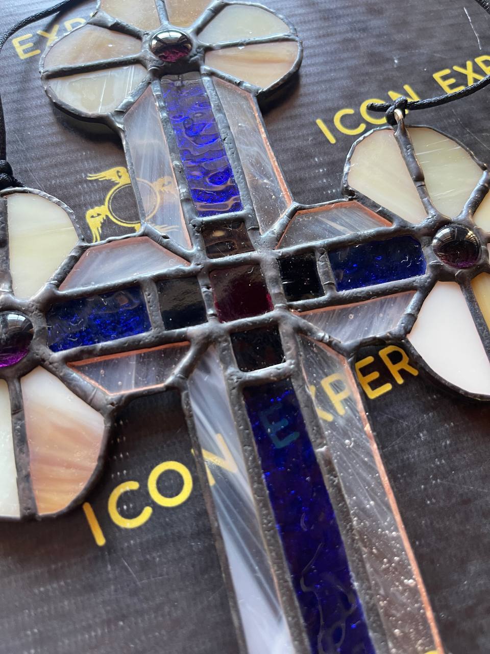 Handmade Stained Glass Cross Suncatcher