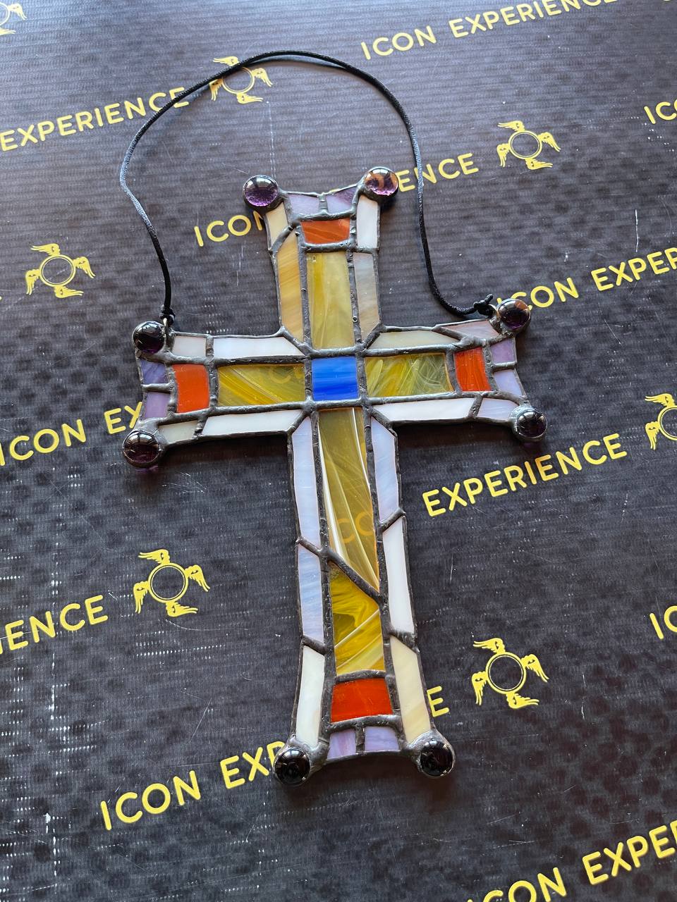 Handmade Stained Glass Cross Suncatcher