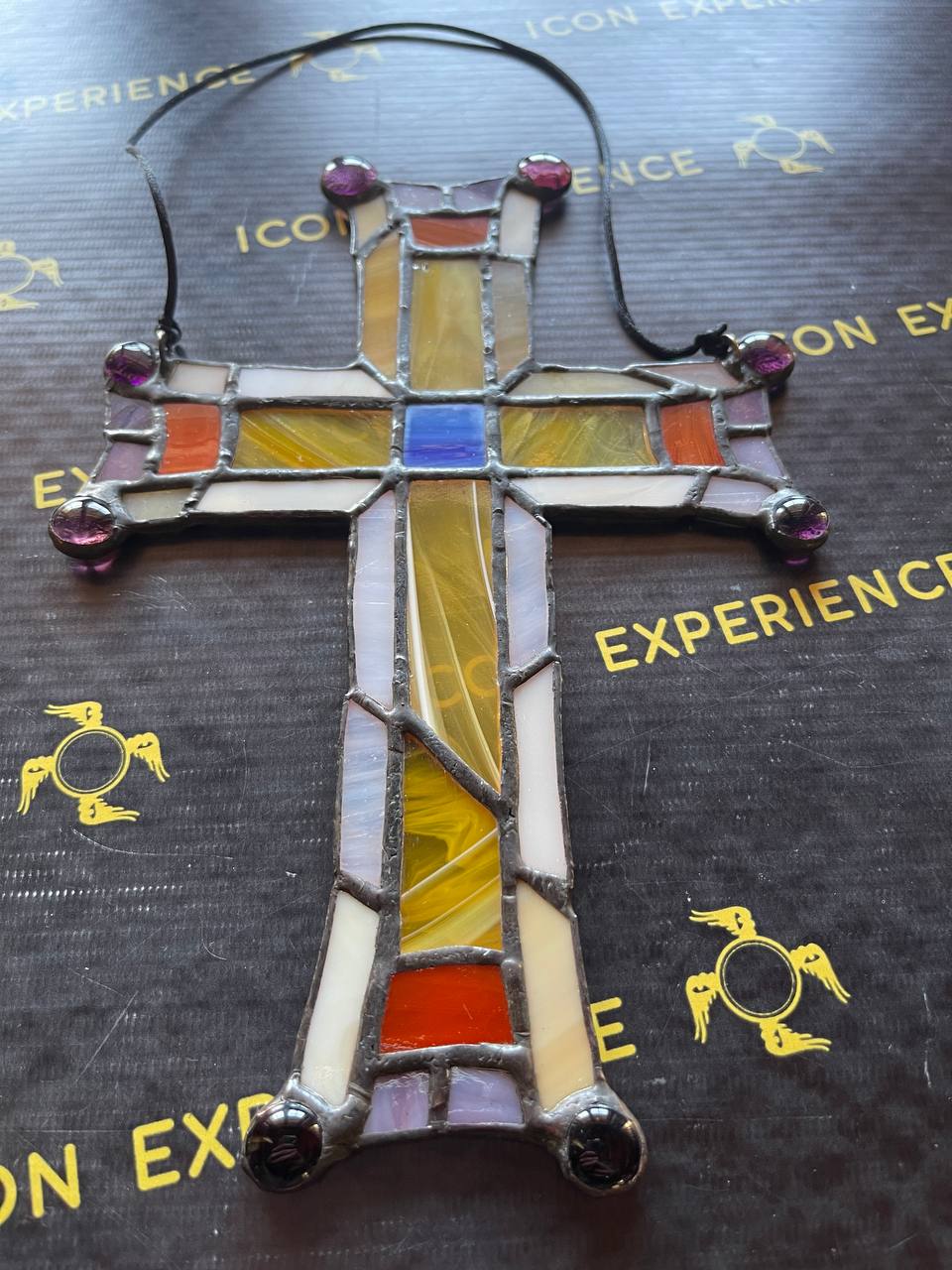 Handmade Stained Glass Cross Suncatcher