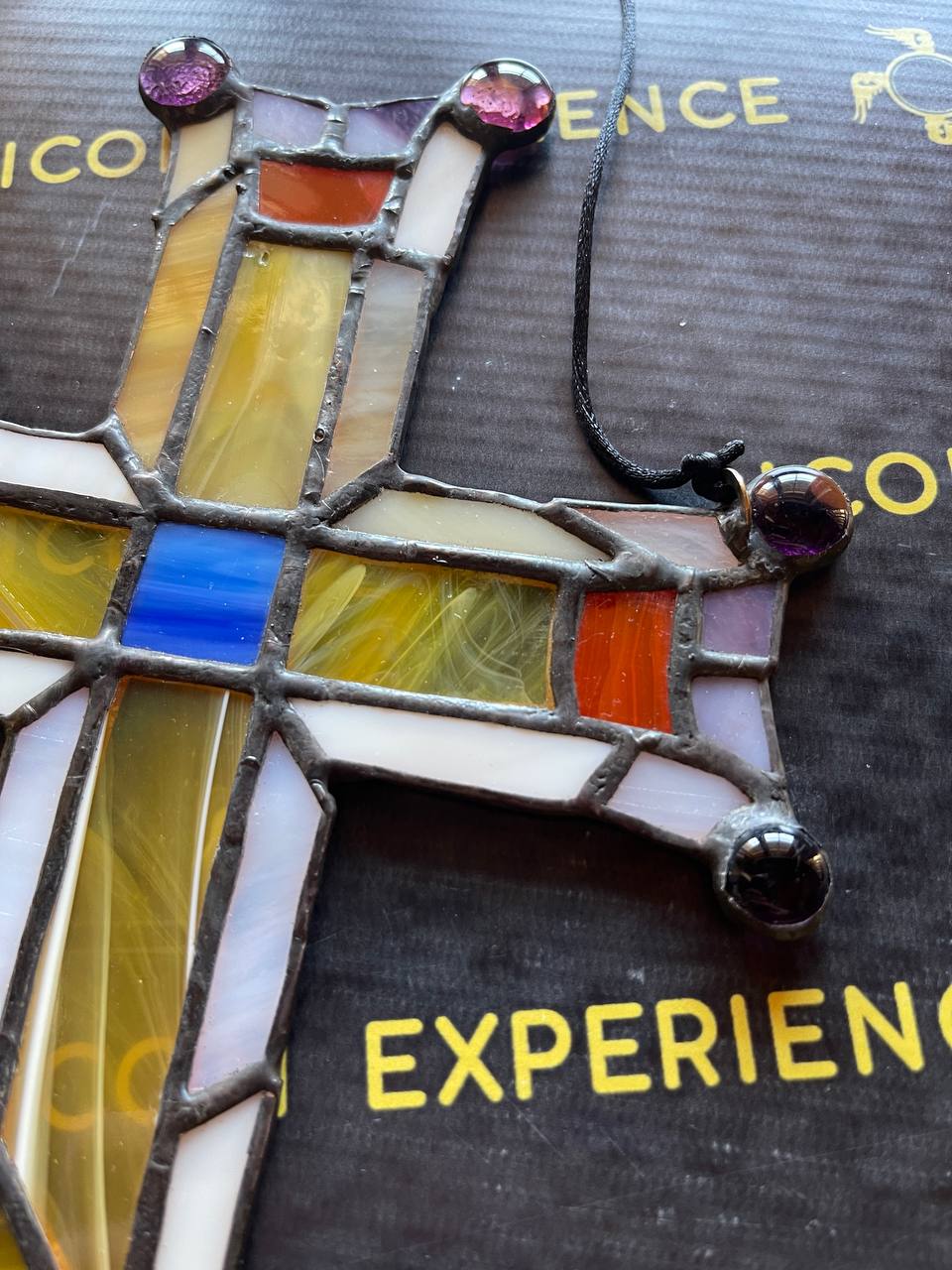 Handmade Stained Glass Cross Suncatcher