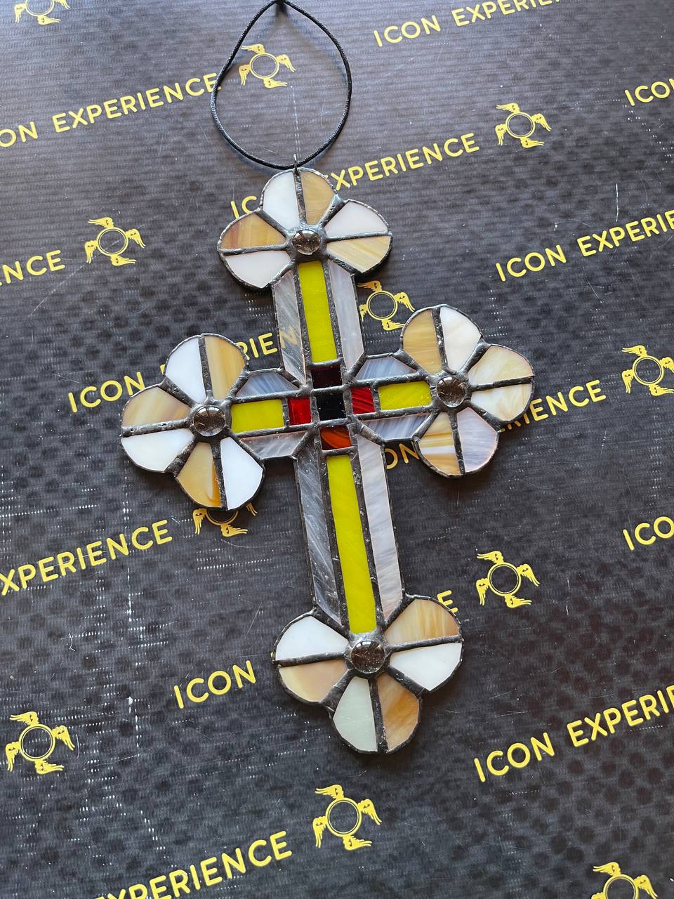 Handmade Stained Glass Cross Suncatcher