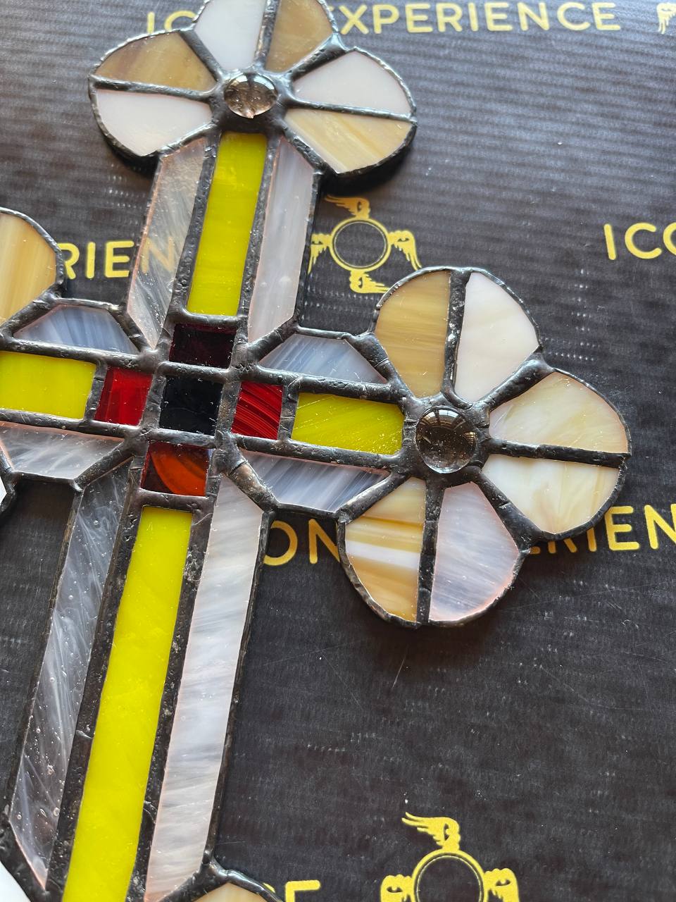 Handmade Stained Glass Cross Suncatcher