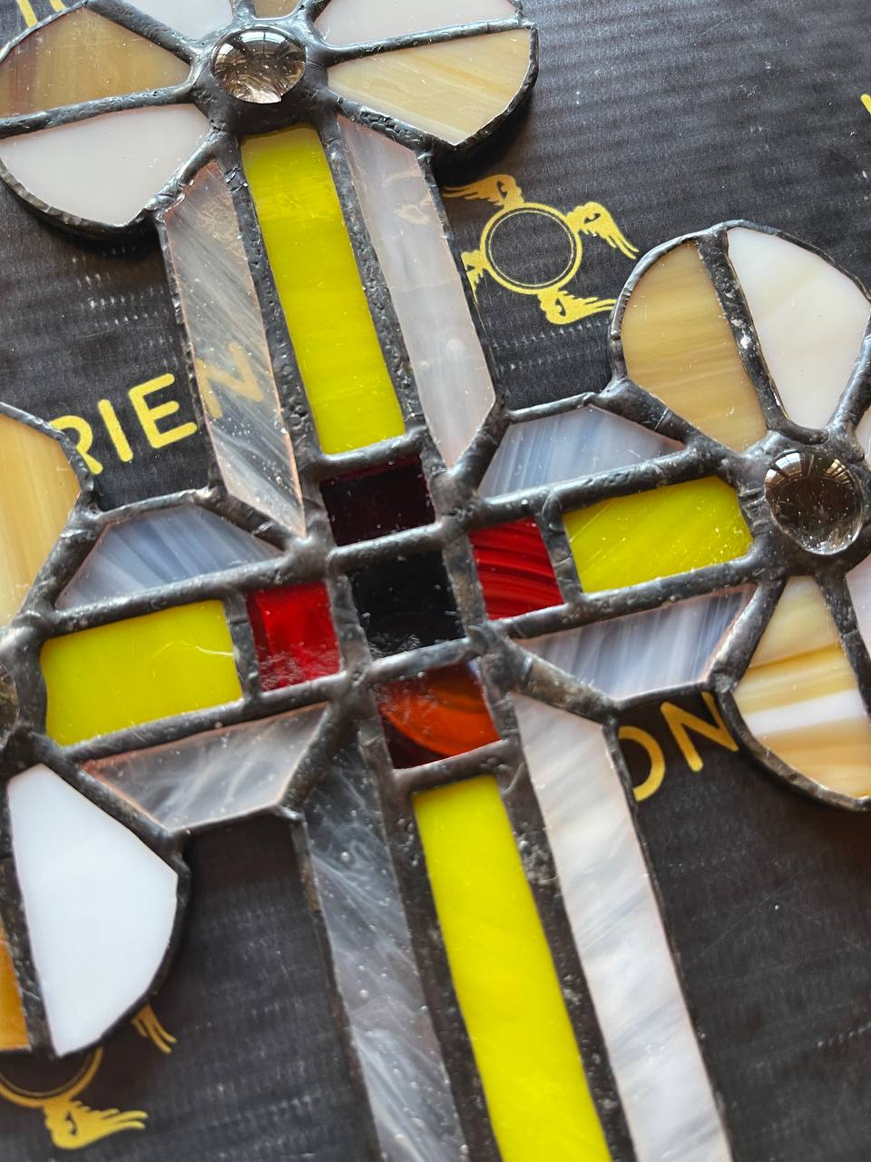 Handmade Stained Glass Cross Suncatcher