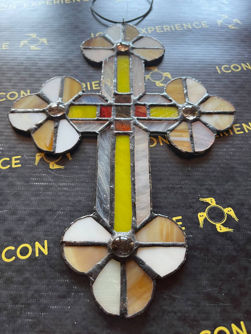 Handmade Stained Glass Cross Suncatcher