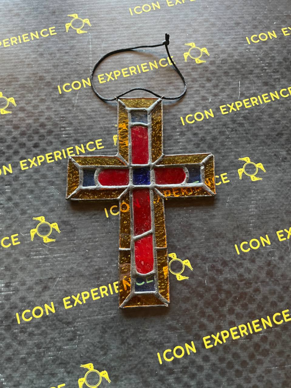 Handmade Stained Glass Cross Suncatcher