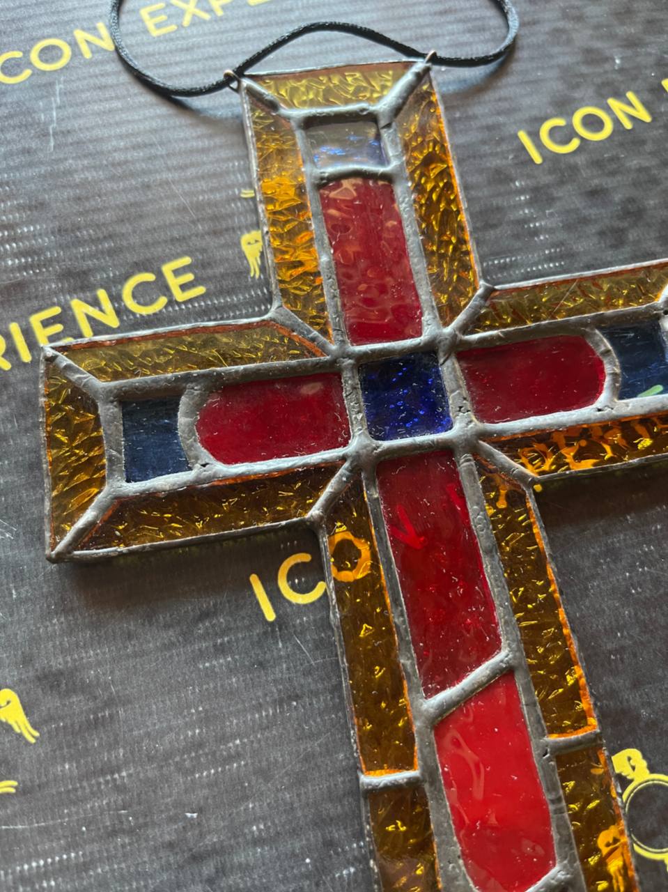 Handmade Stained Glass Cross Suncatcher