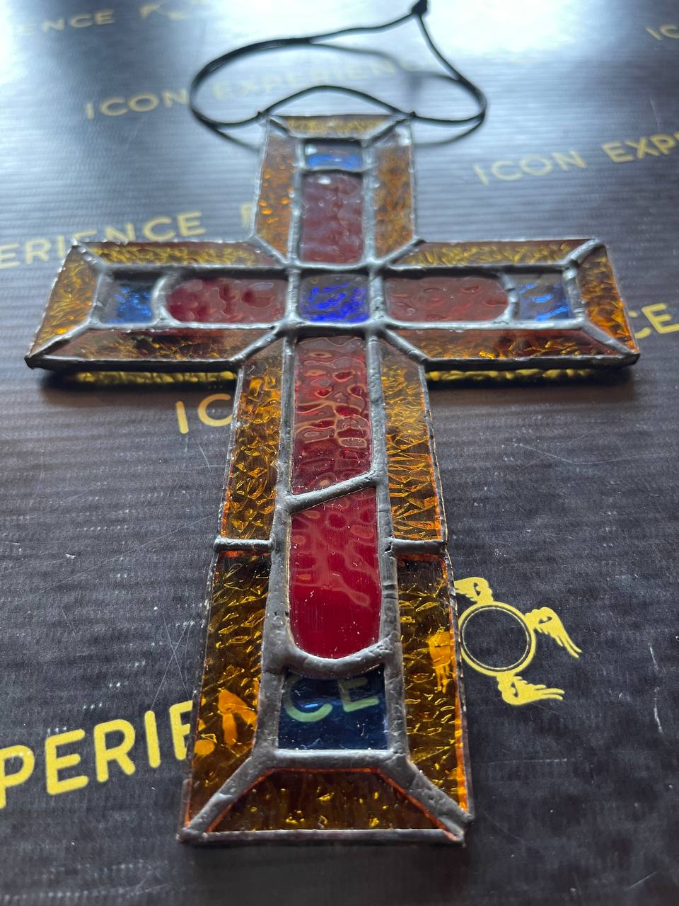 Handmade Stained Glass Cross Suncatcher