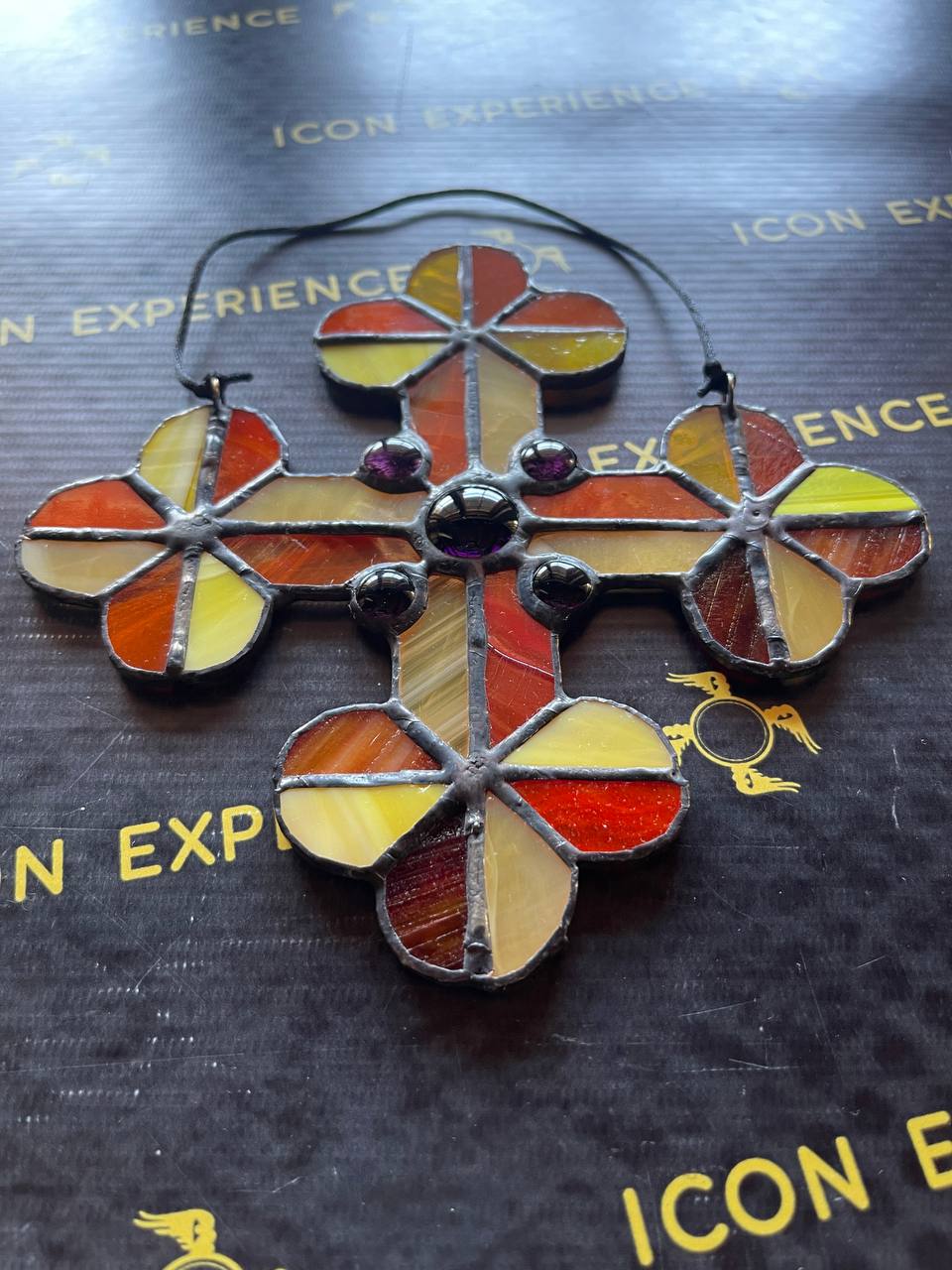 Handmade Stained Glass Cross Suncatcher