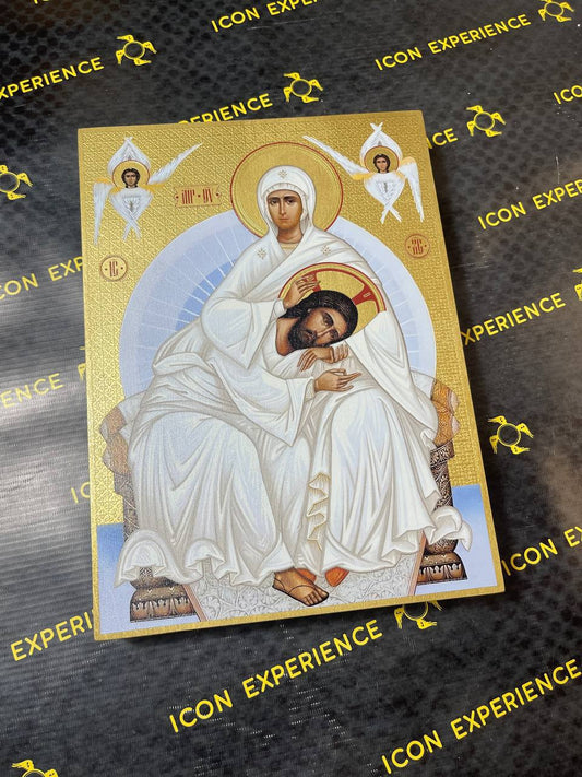 Mother of Humility, Printed icon on wood