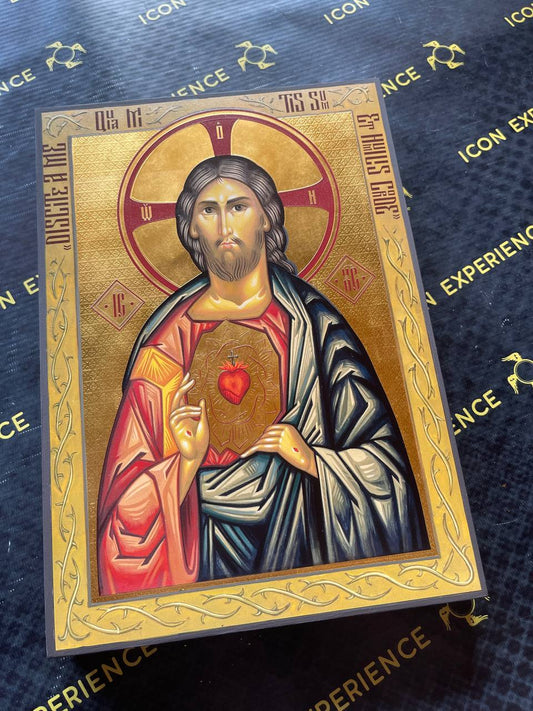 Sacred Heart of Jesus Christ, Premium Replica with real gold