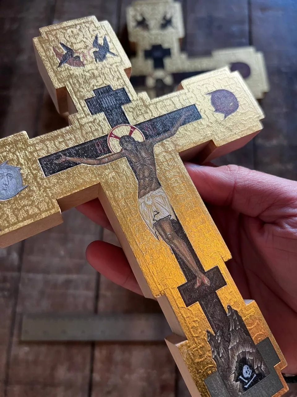 Crucifixation of Jesus Christ Premium Replica with real gold Ready to ship!