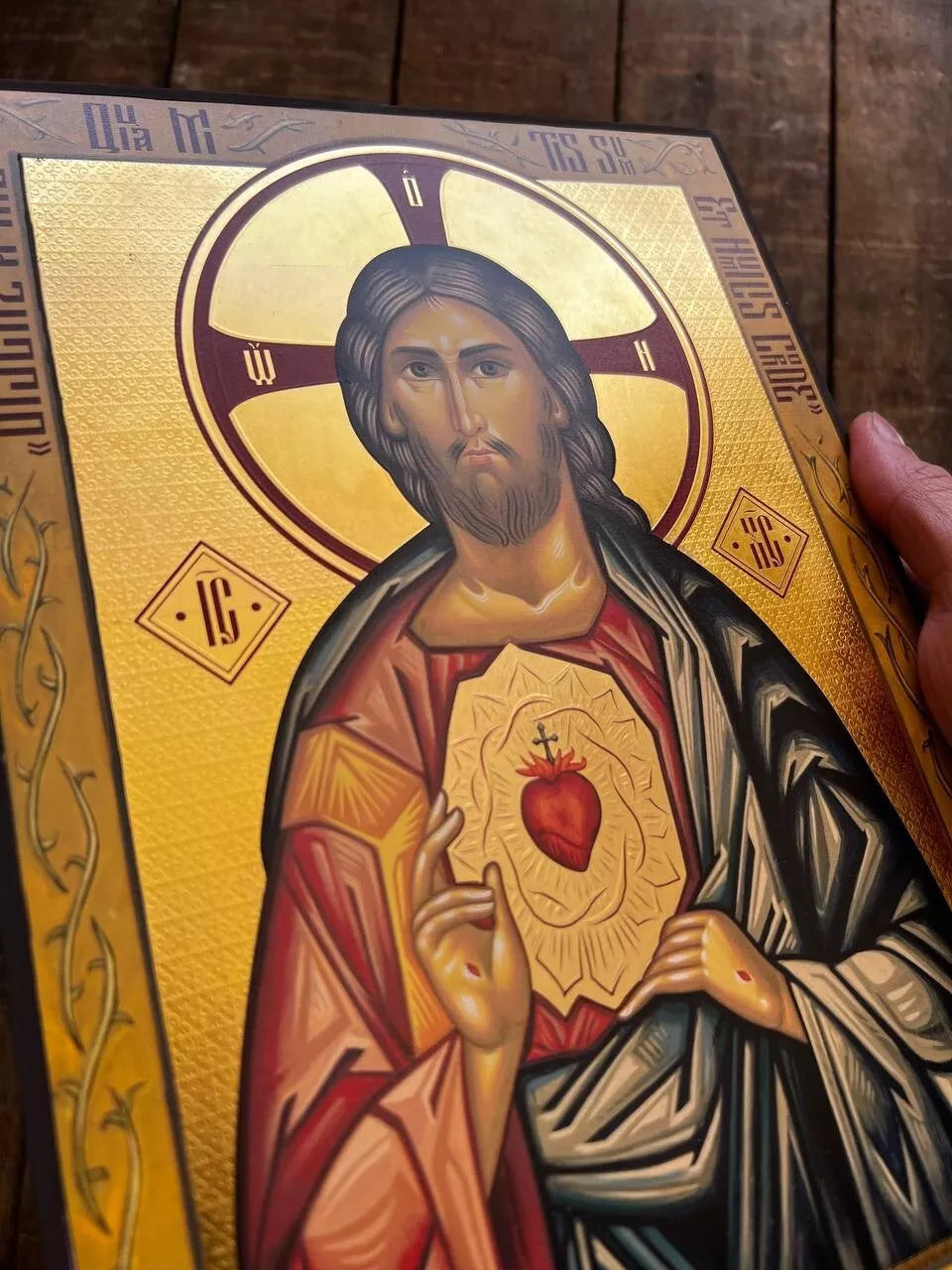 Sacred Heart of Jesus Christ Premium Replica with real gold 22x30cm Ready to ship!