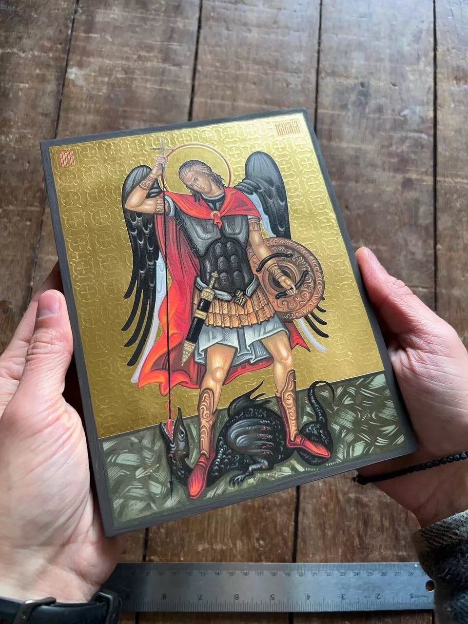 Saint Archangel Michael Premium Replica with real gold 15x20cm Ready to ship!