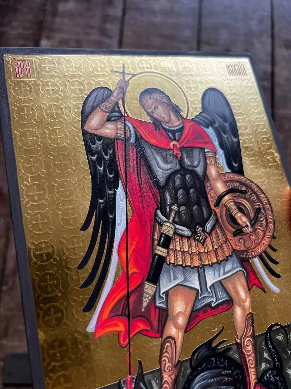 Saint Archangel Michael Premium Replica with real gold 15x20cm Ready to ship!